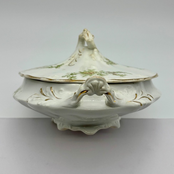 Antique Homer Laughlin, White Granite, Porcelain Covered Casserole, Transferware - Picture 2 of 16